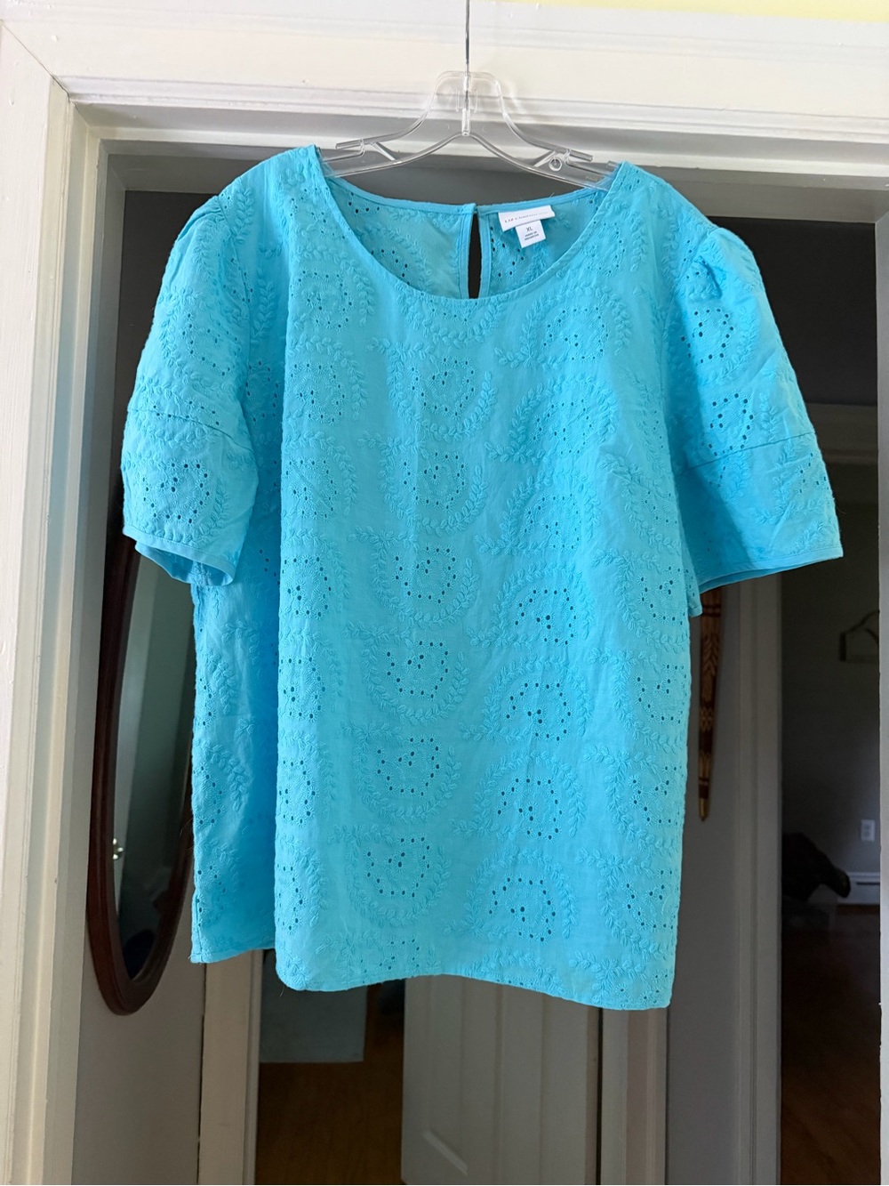 Lightweight Eyelet Tee - Turquoise